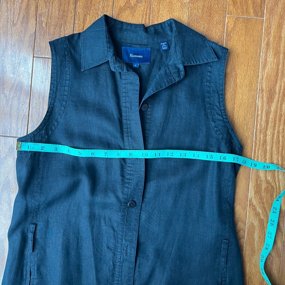 Faconnable Black Sleeveless High-Low Shirt Dress